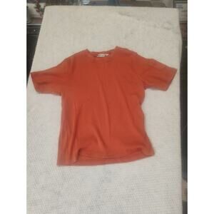 Vintage Womens Medium Orange Ribbed Liquid Knit Everyday Career Spring ToP Retro
